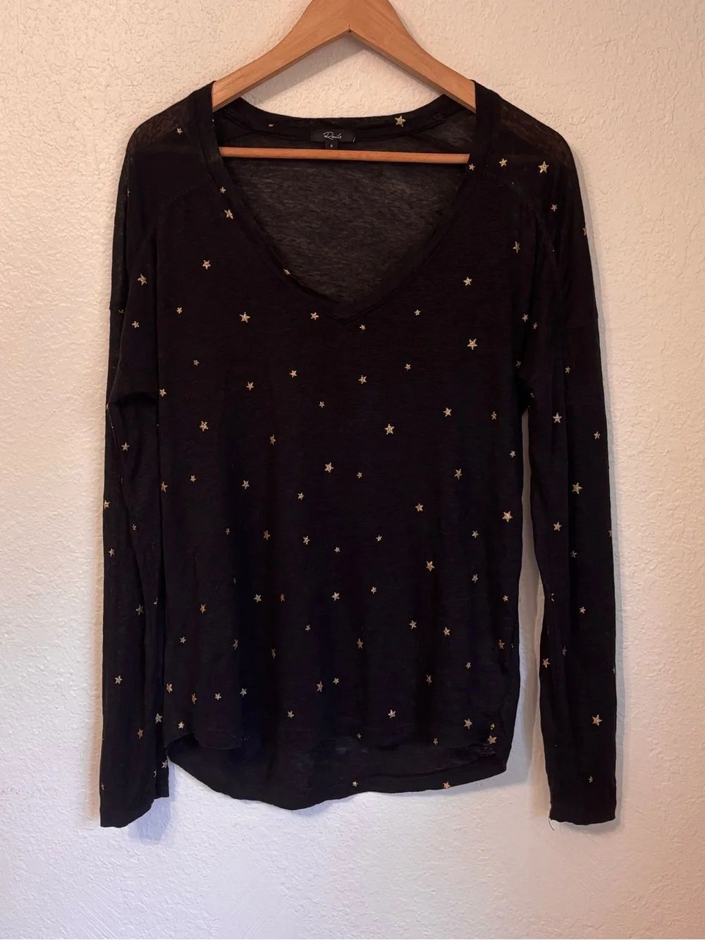 Rails Sami Linen Blend V-Neck Long Sleeve Top Small
